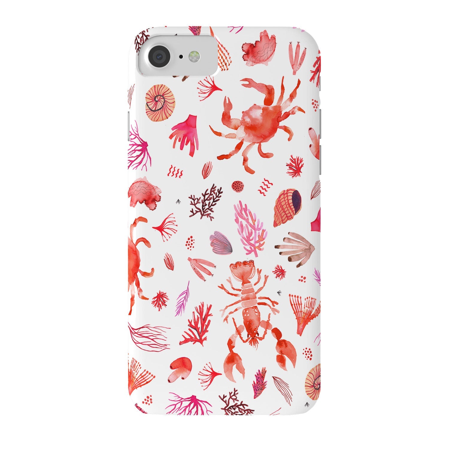 Ninola Design Crabs Lobsters Coastal Coral Reef Red Phone Case