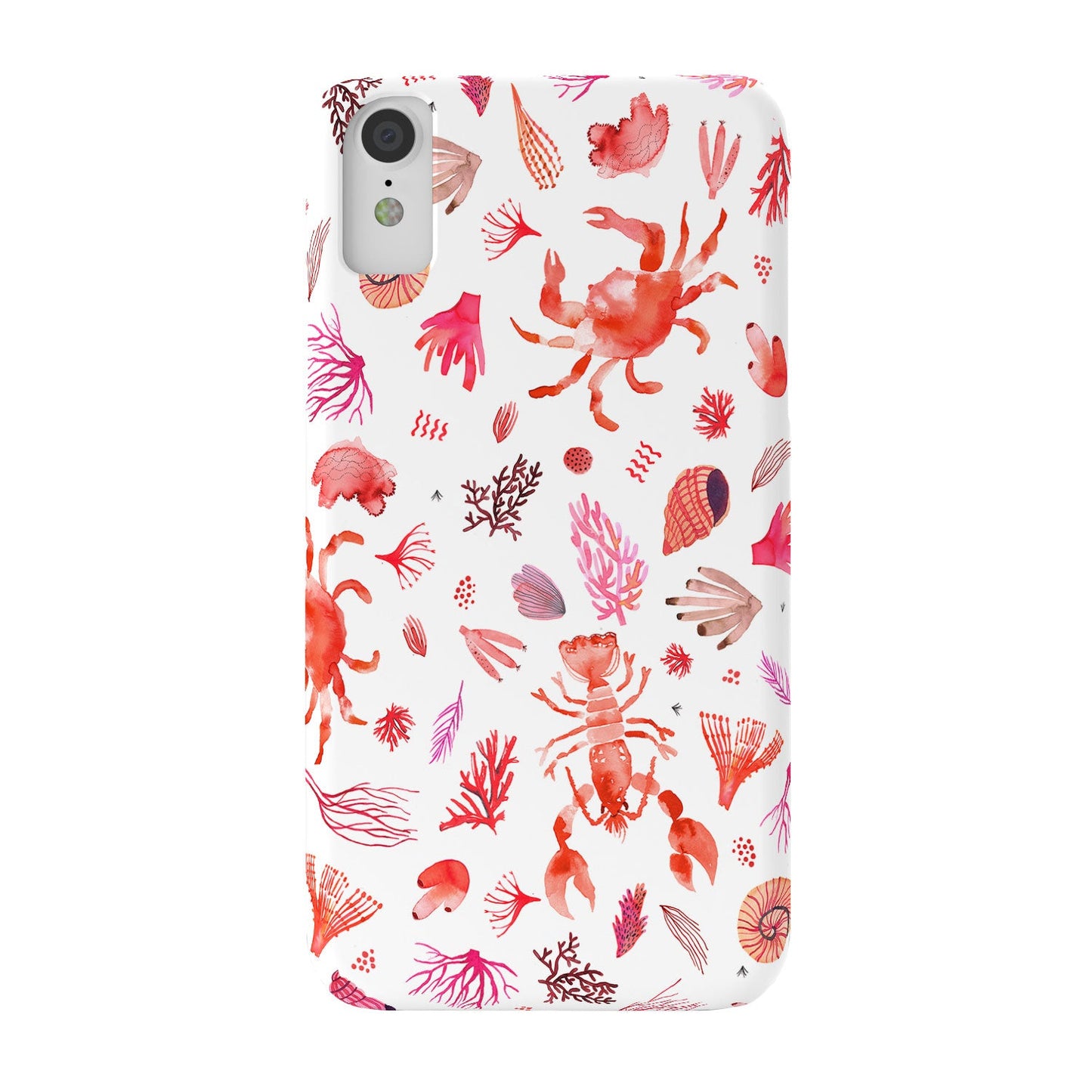 Ninola Design Crabs Lobsters Coastal Coral Reef Red Phone Case