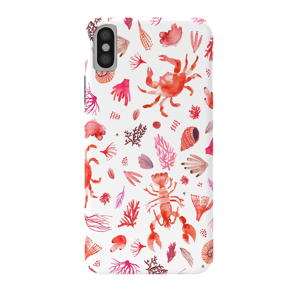 Ninola Design Crabs Lobsters Coastal Coral Reef Red Phone Case