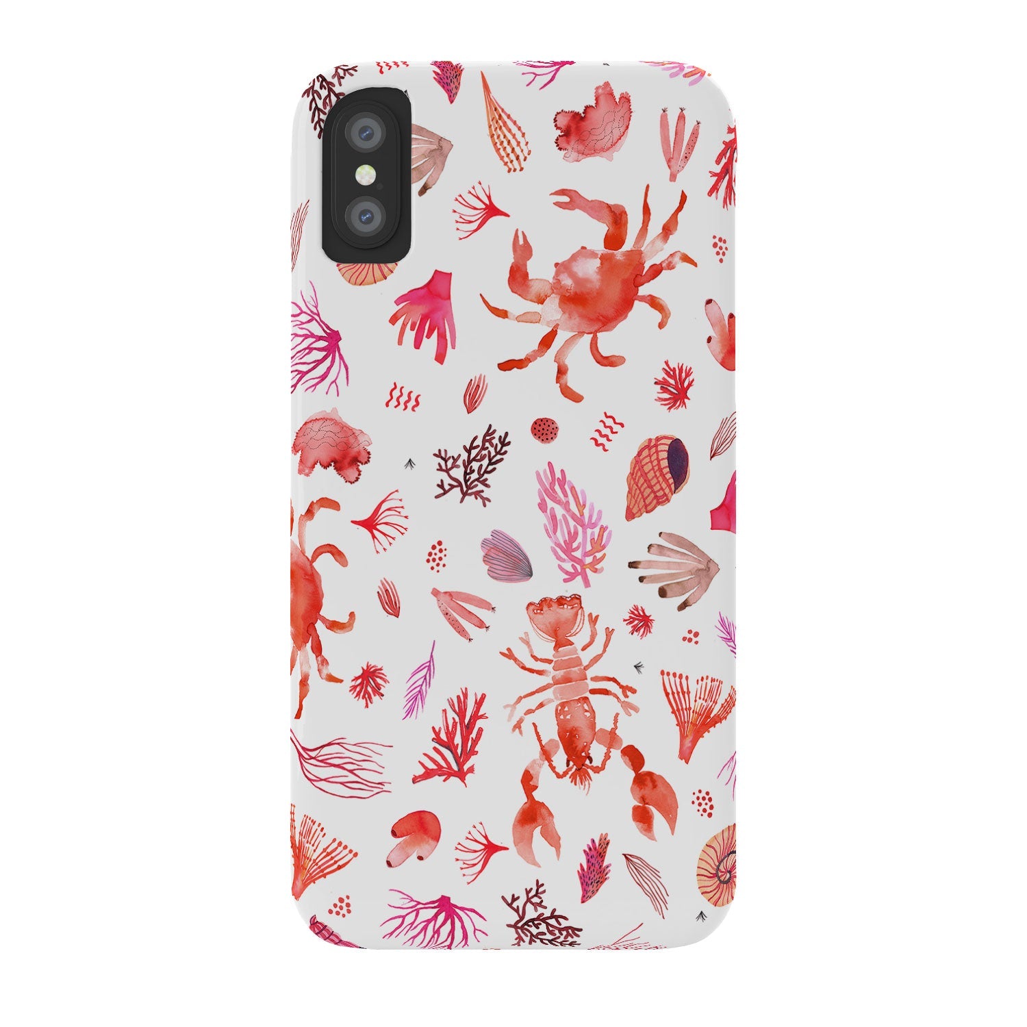 Ninola Design Crabs Lobsters Coastal Coral Reef Red Phone Case