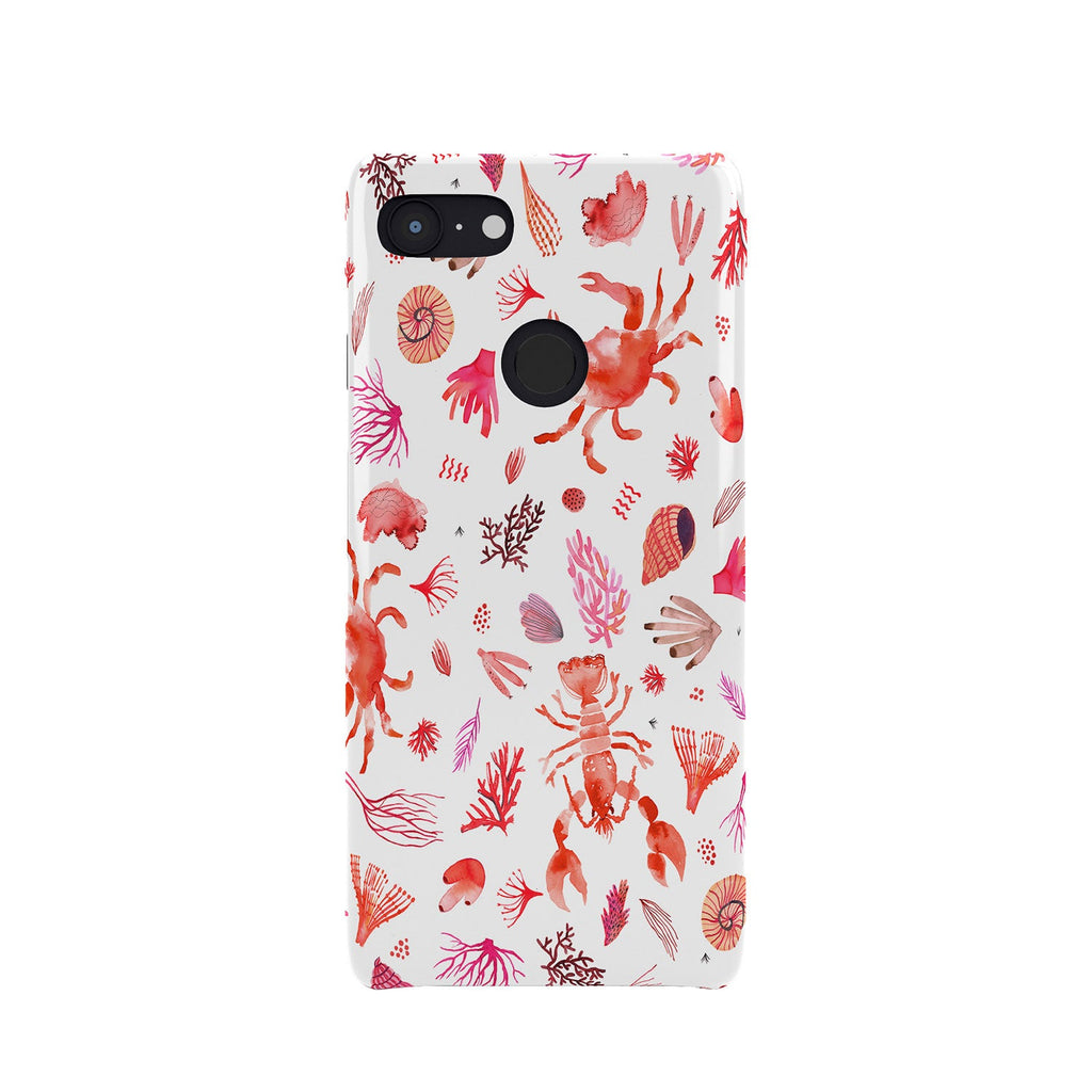 Ninola Design Crabs Lobsters Coastal Coral Reef Red Phone Case
