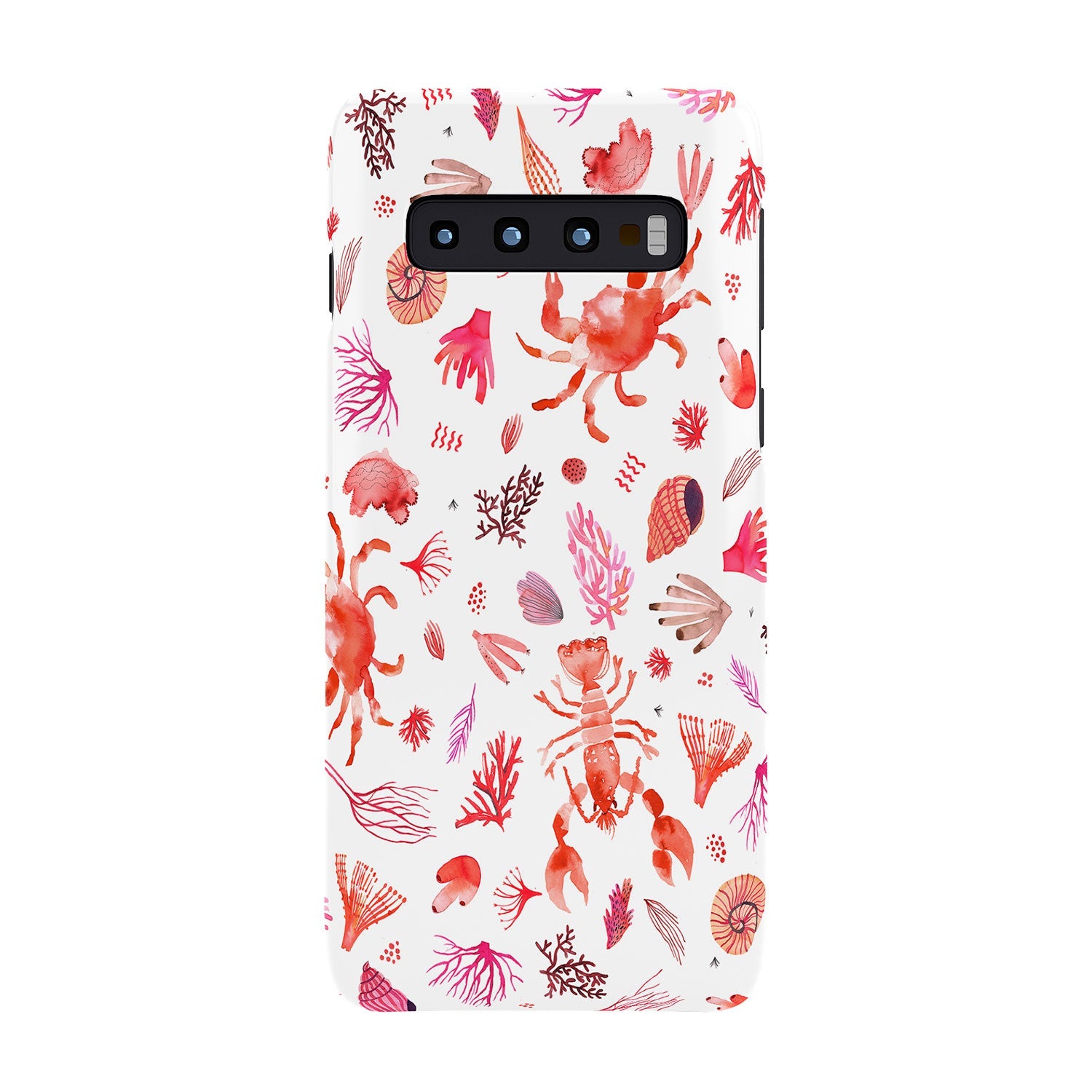 Ninola Design Crabs Lobsters Coastal Coral Reef Red Phone Case