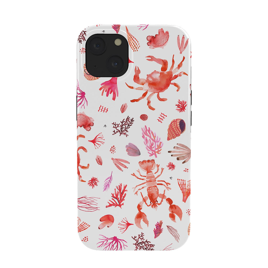 Ninola Design Crabs Lobsters Coastal Coral Reef Red Phone Case