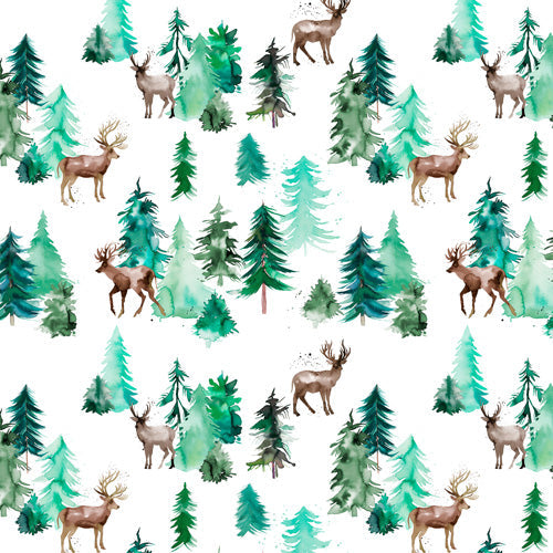 Ninola Design Deer Forest Watercolor Shower Curtain