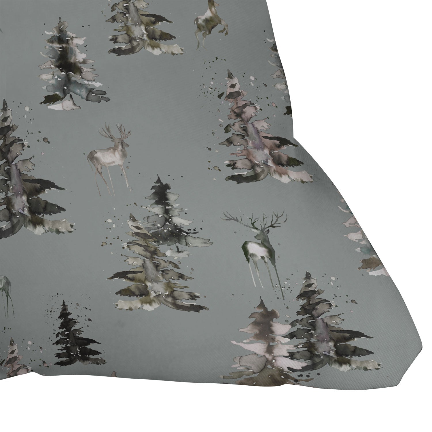 Ninola Design Deers and trees forest Gray Throw Pillow