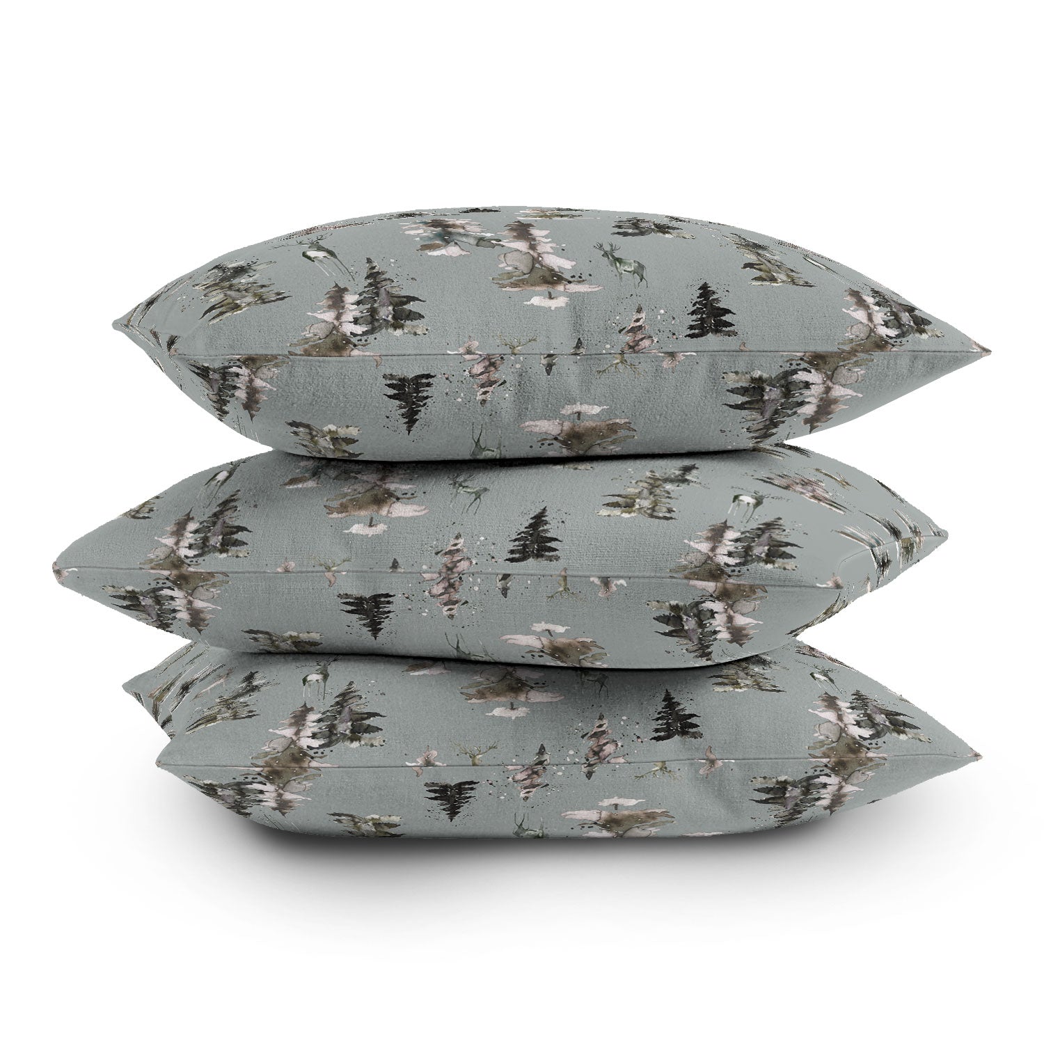 Ninola Design Deers and trees forest Gray Throw Pillow