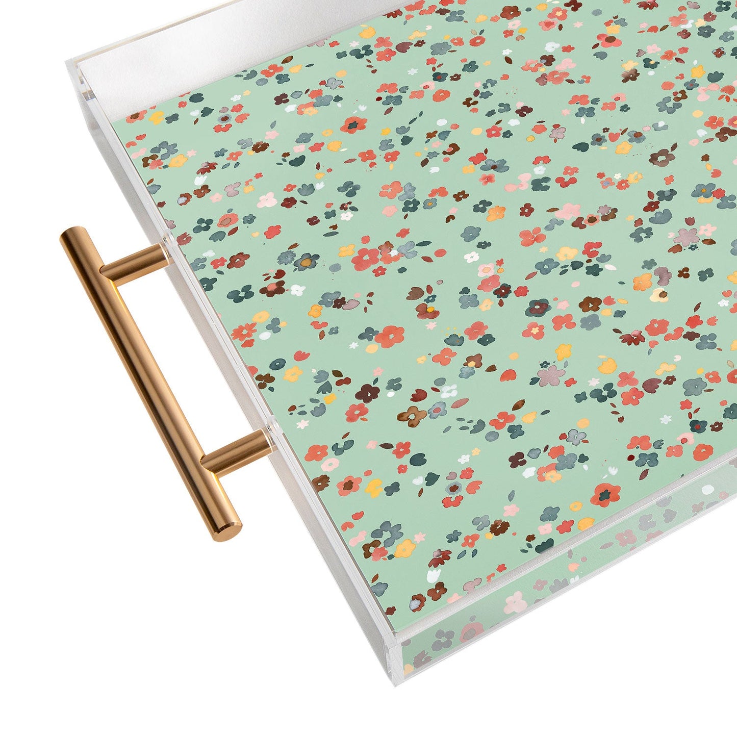 Ninola Design Ditsy flowers Green Acrylic Tray