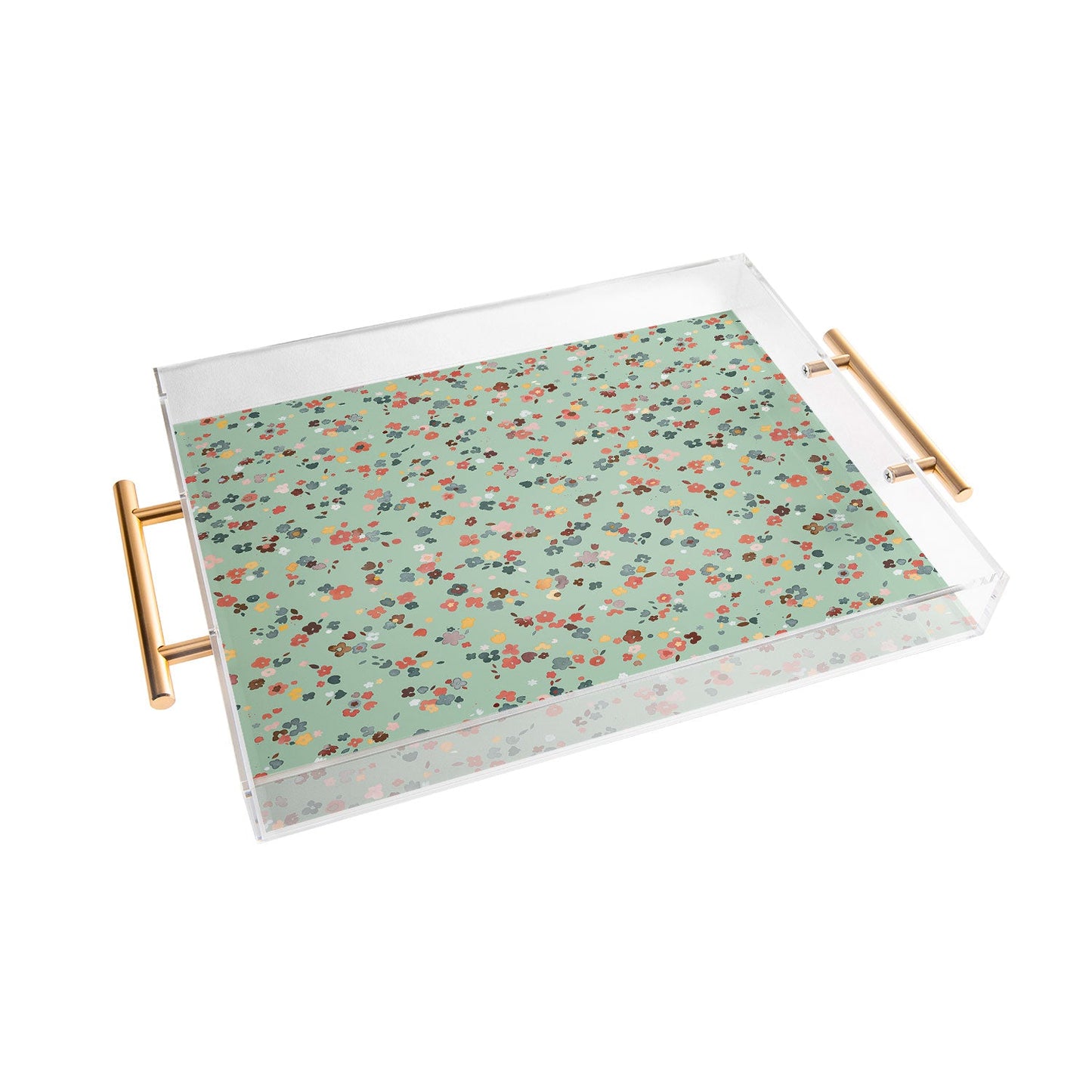 Ninola Design Ditsy flowers Green Acrylic Tray