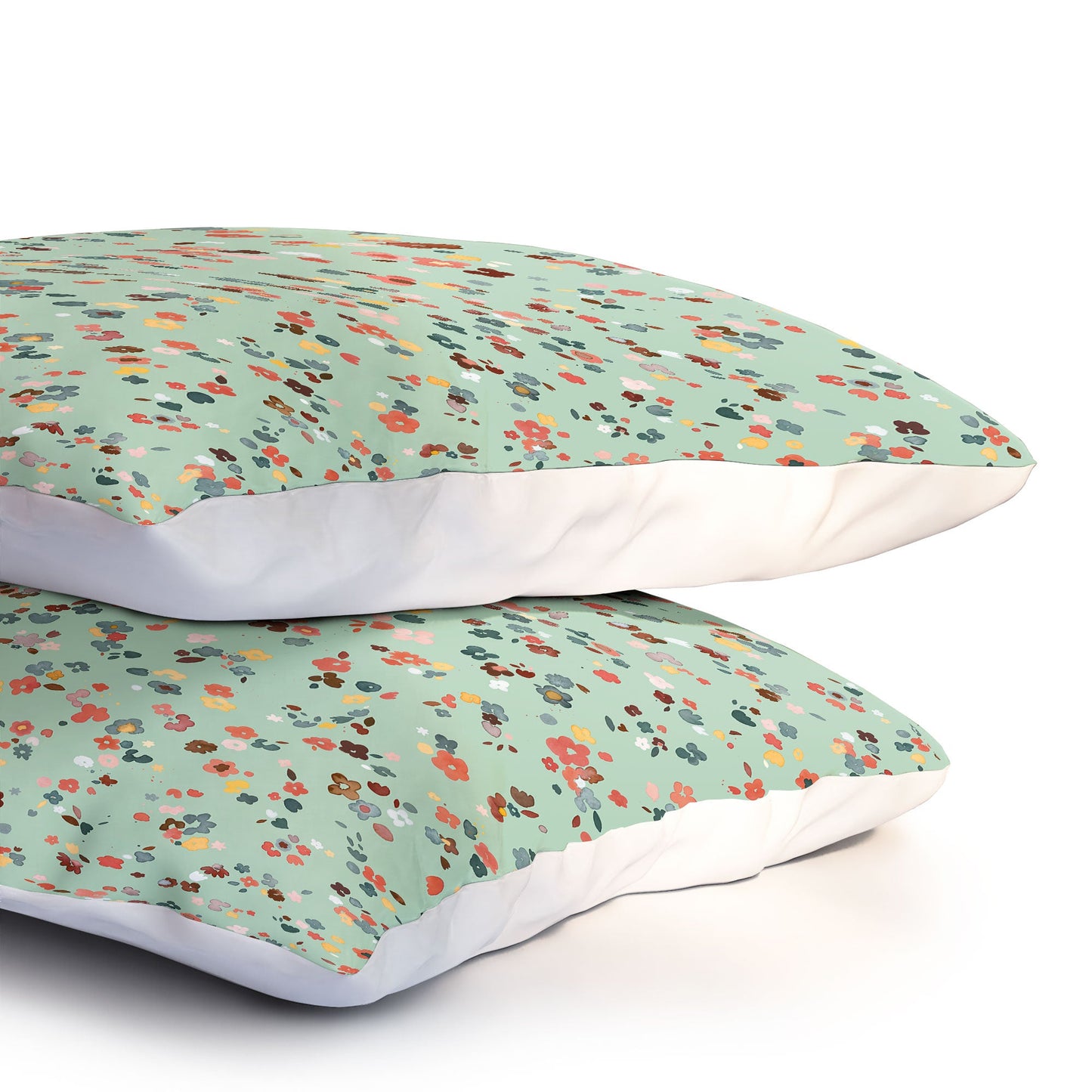 Ninola Design Ditsy flowers Green Pillow Shams