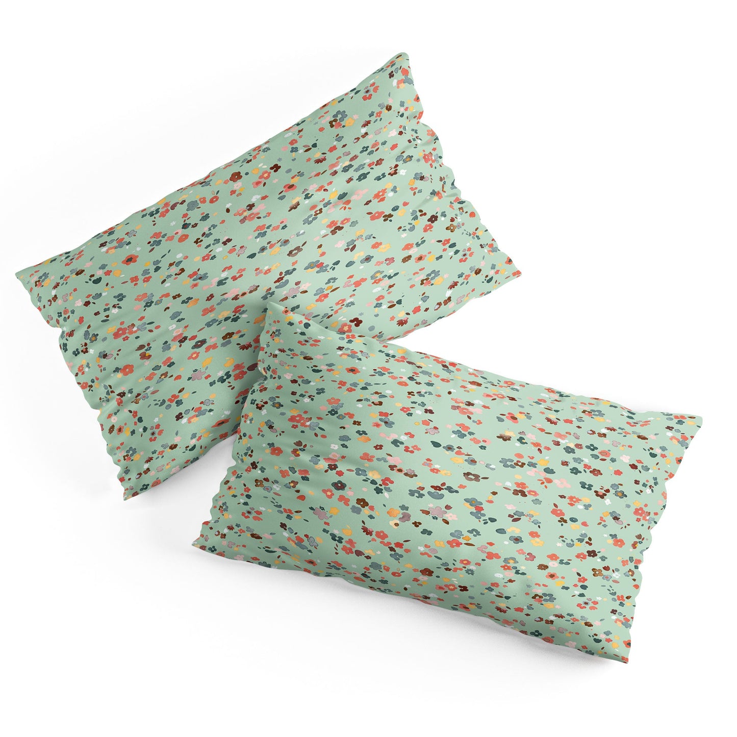 Ninola Design Ditsy flowers Green Pillow Shams