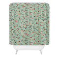 Ninola Design Ditsy flowers Green Shower Curtain