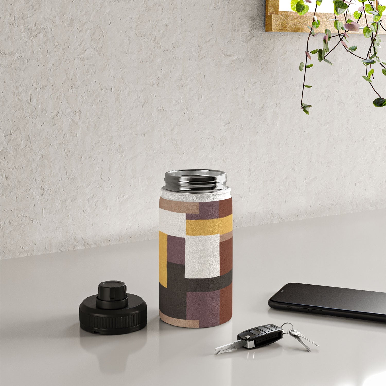 Ninola Design Everyday Artifact Modern Color Block Texture Earthy Water Bottle