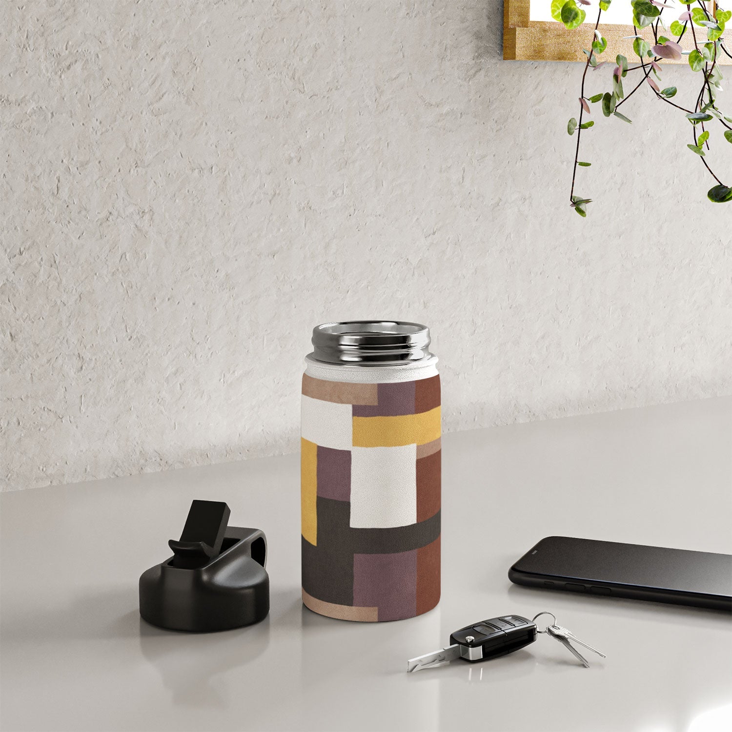Ninola Design Everyday Artifact Modern Color Block Texture Earthy Water Bottle