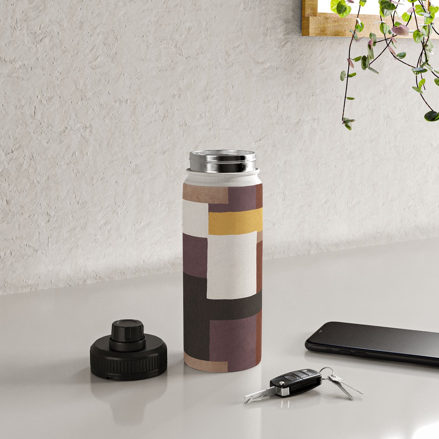 Ninola Design Everyday Artifact Modern Color Block Texture Earthy Water Bottle