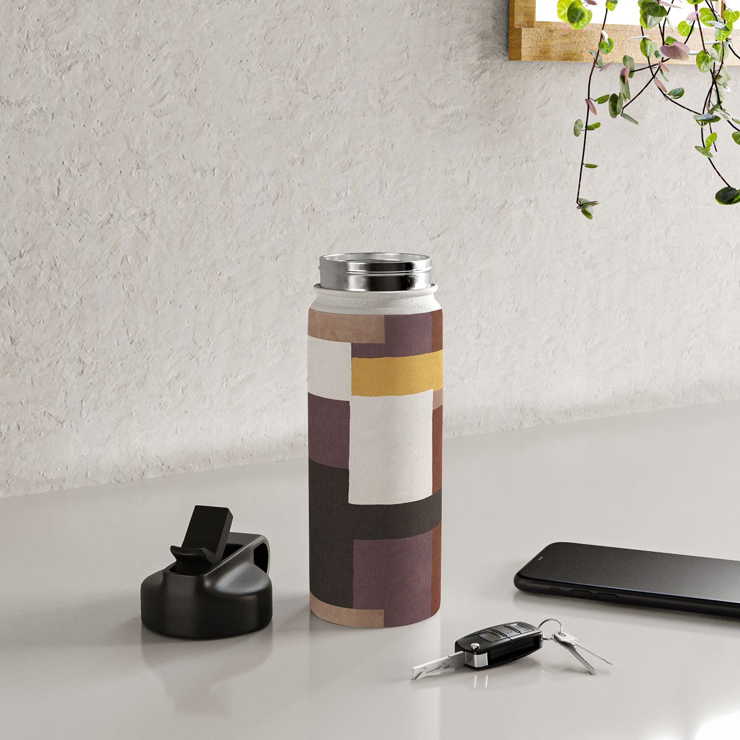 Ninola Design Everyday Artifact Modern Color Block Texture Earthy Water Bottle
