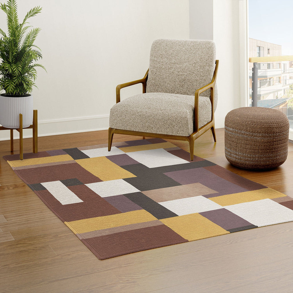 Ninola Design Everyday Artifact Modern Color Block Texture Earthy Area Rug
