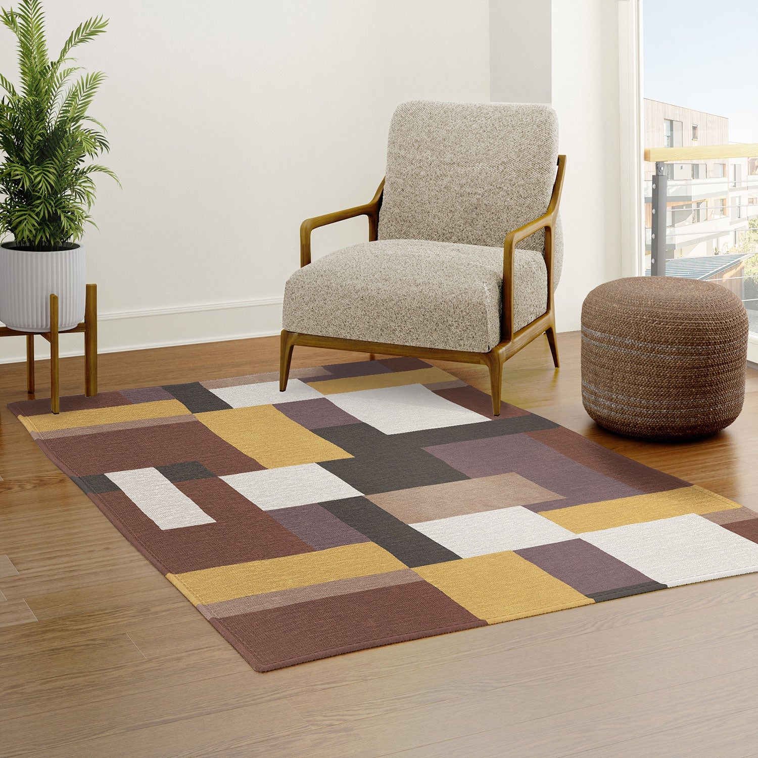 Ninola Design Everyday Artifact Modern Color Block Texture Earthy Area Rug