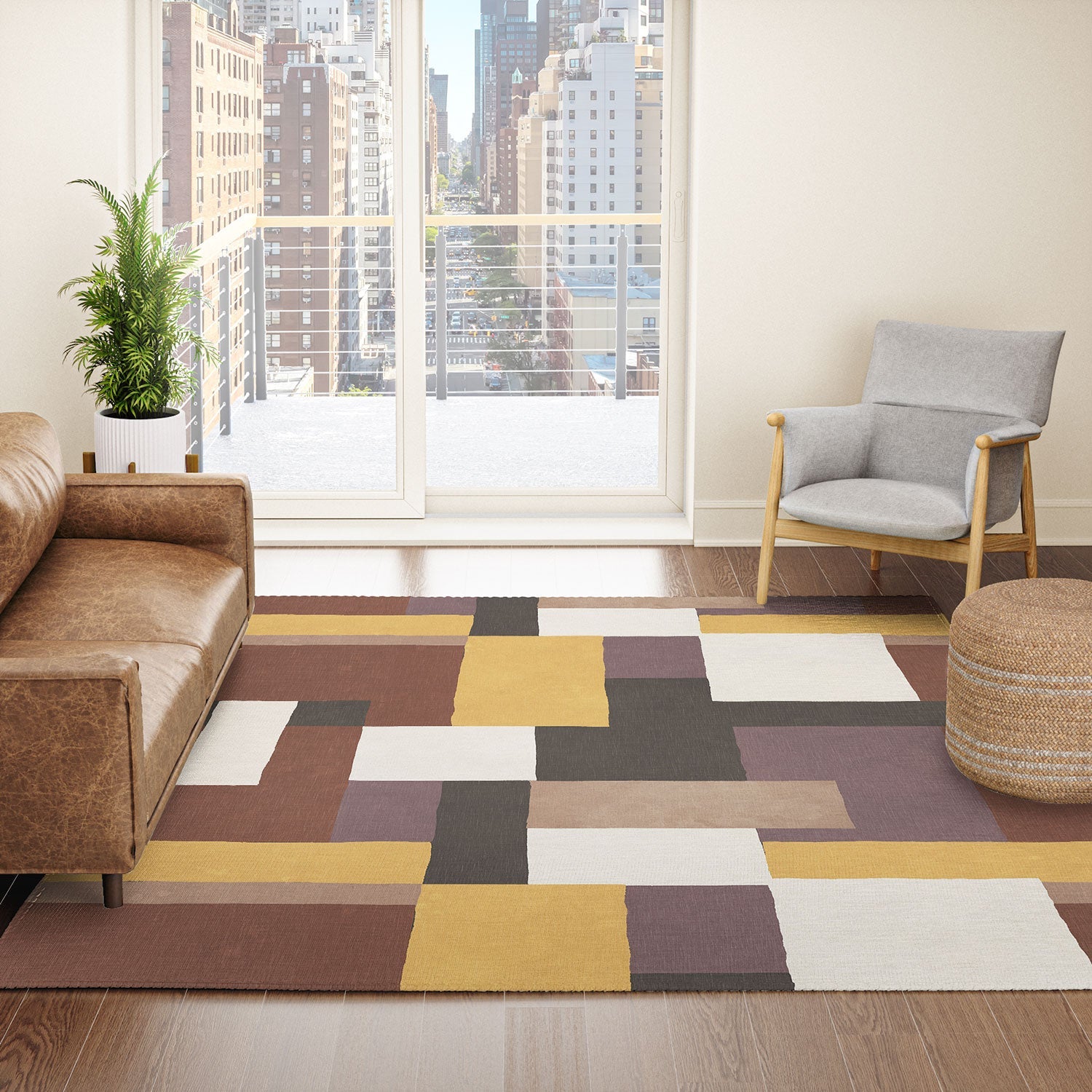Ninola Design Everyday Artifact Modern Color Block Texture Earthy Area Rug