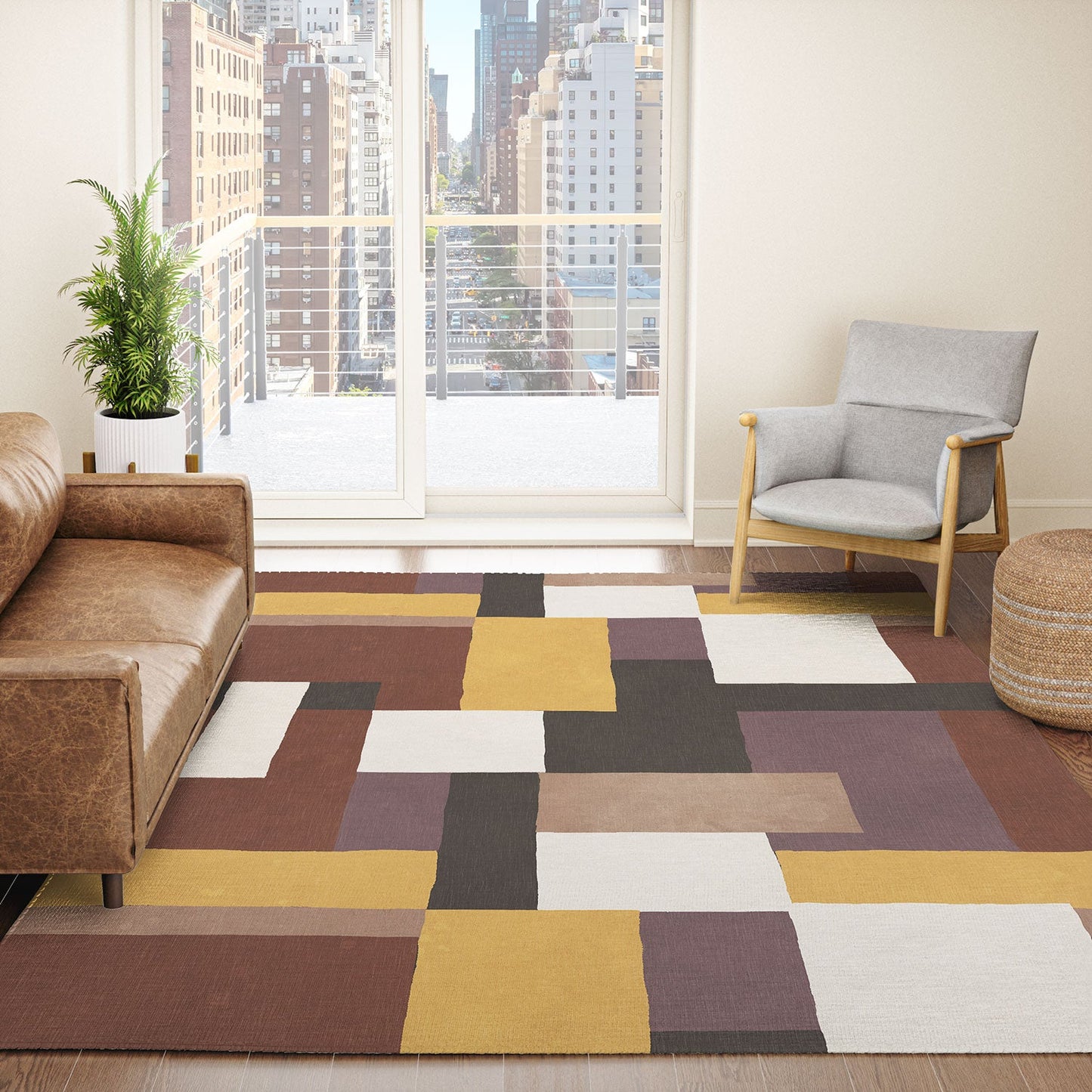 Ninola Design Everyday Artifact Modern Color Block Texture Earthy Area Rug