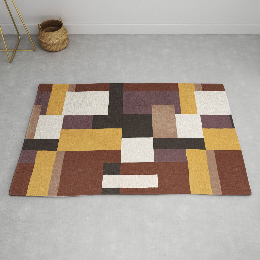 Ninola Design Everyday Artifact Modern Color Block Texture Earthy Area Rug