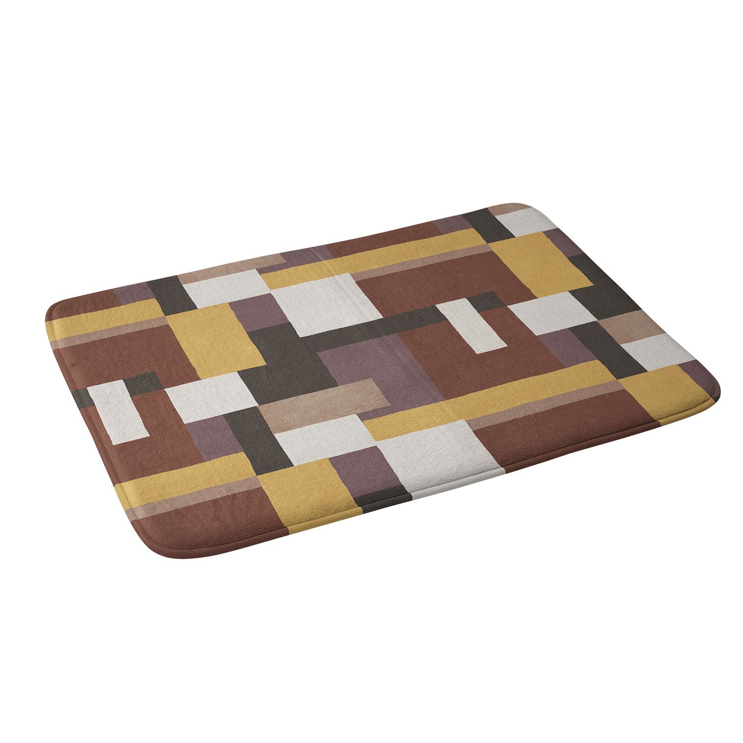 Ninola Design Everyday Artifact Modern Color Block Texture Earthy Memory Foam Bath Mat