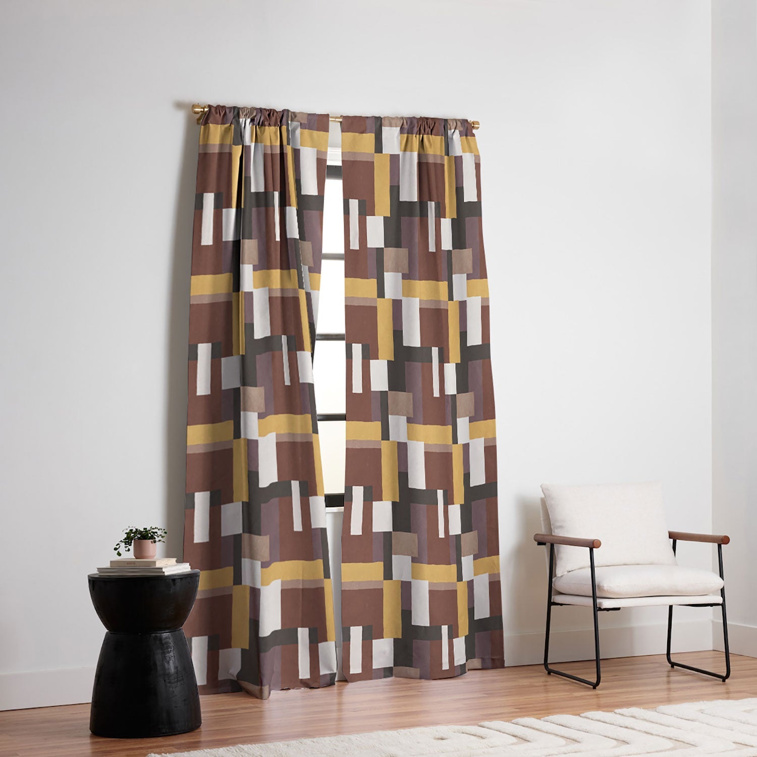 Ninola Design Everyday Artifact Modern Color Block Texture Earthy Blackout Window Curtain