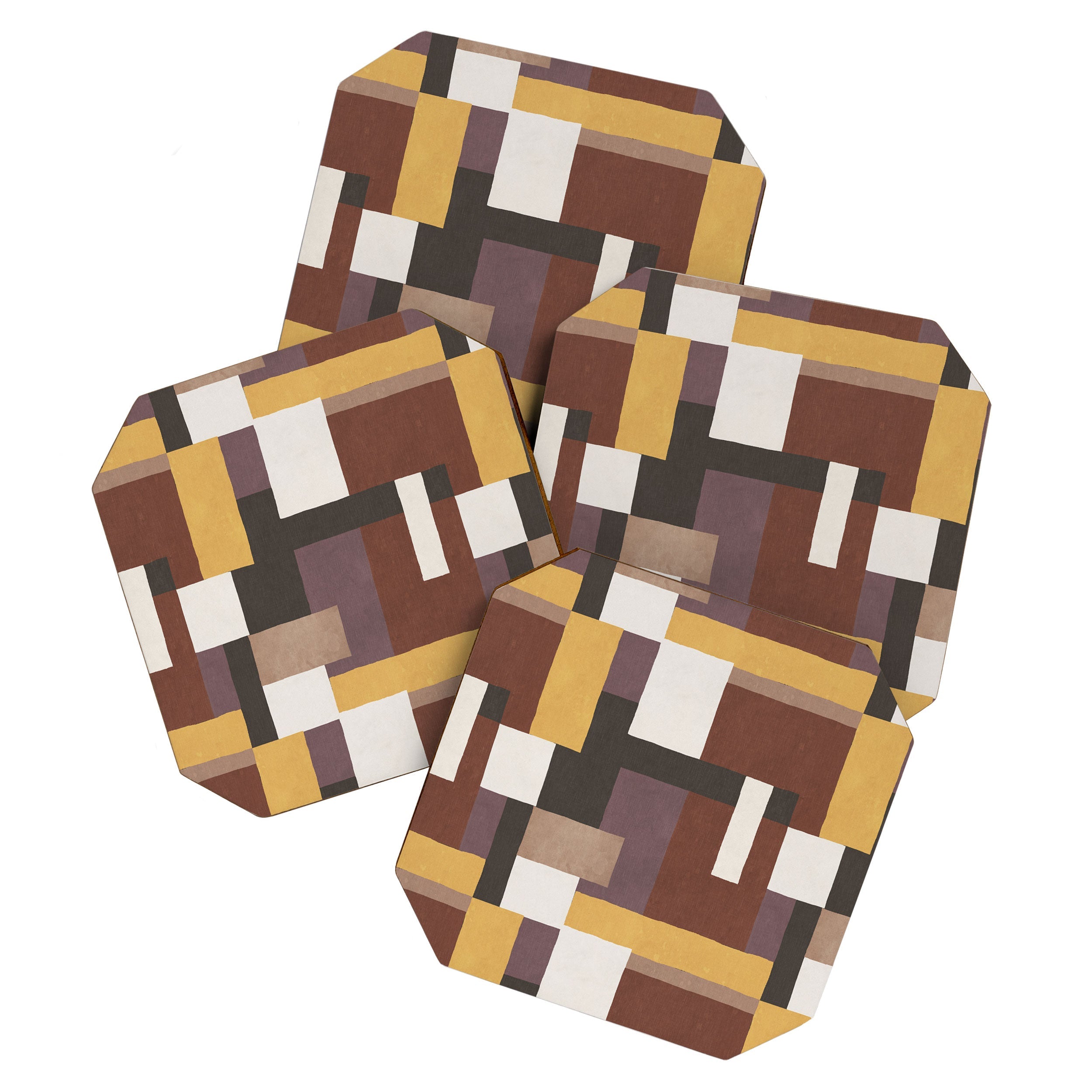 Ninola Design Everyday Artifact Modern Color Block Texture Earthy Coaster Set