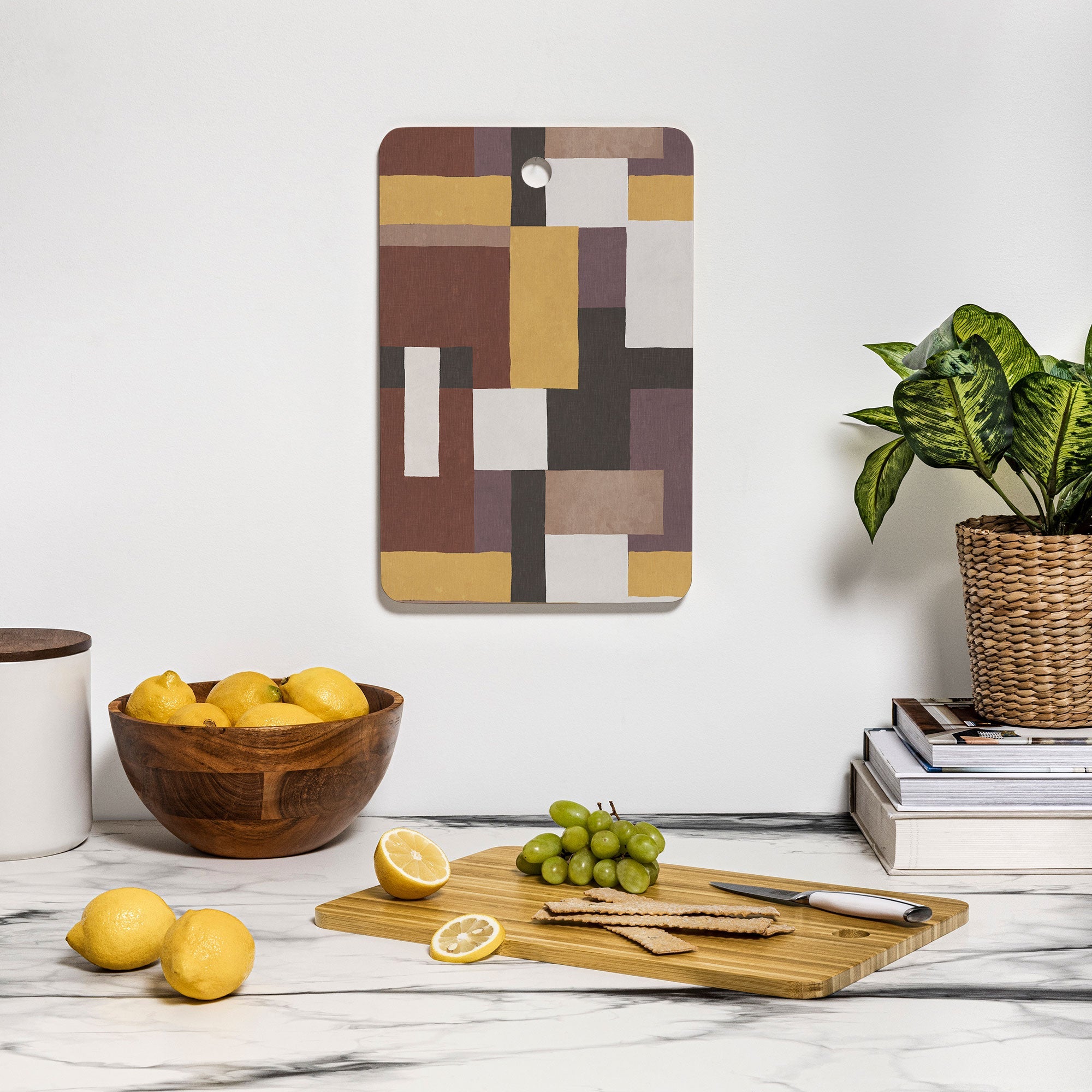 Ninola Design Everyday Artifact Modern Color Block Texture Earthy Cutting Board Rectangle