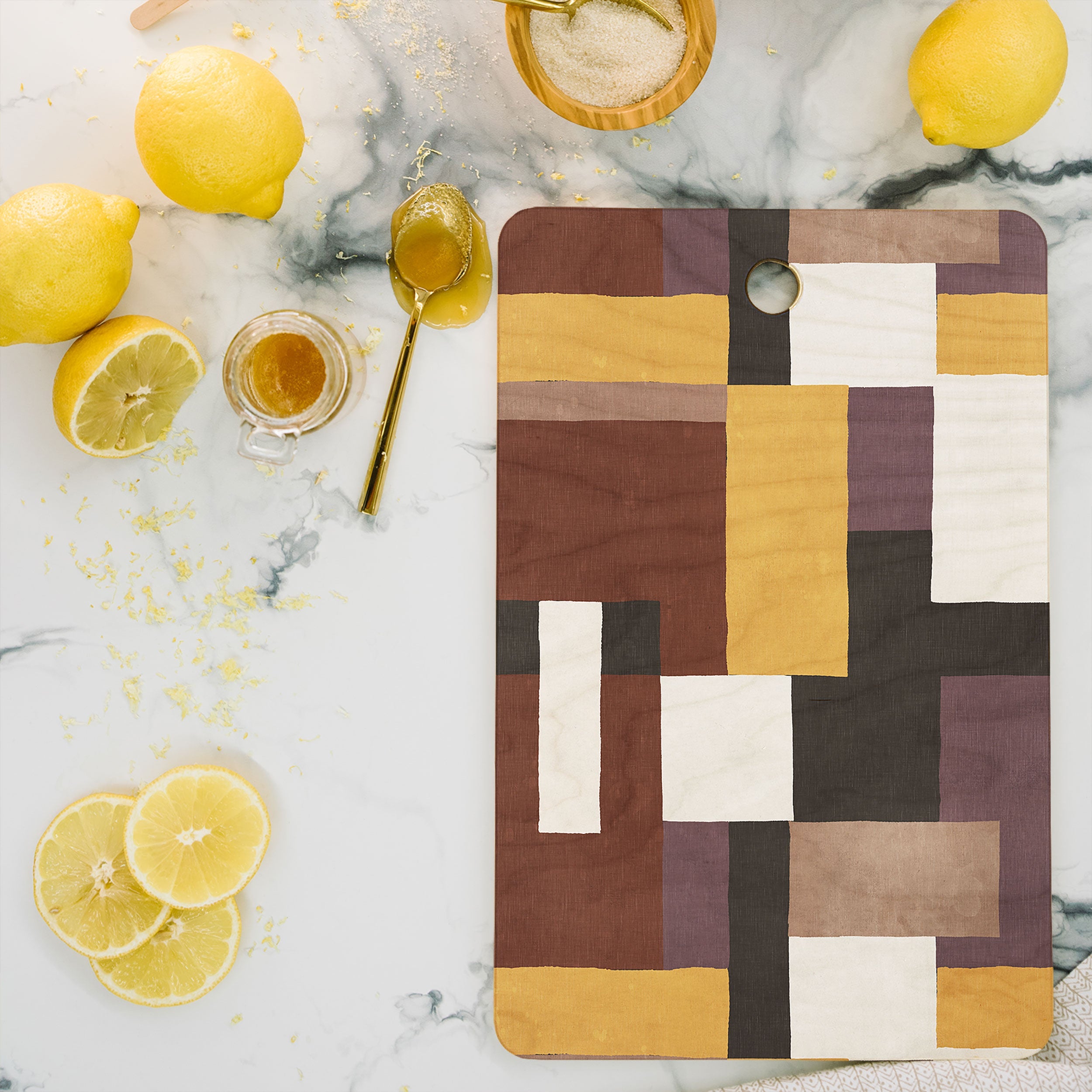 Ninola Design Everyday Artifact Modern Color Block Texture Earthy Cutting Board Rectangle