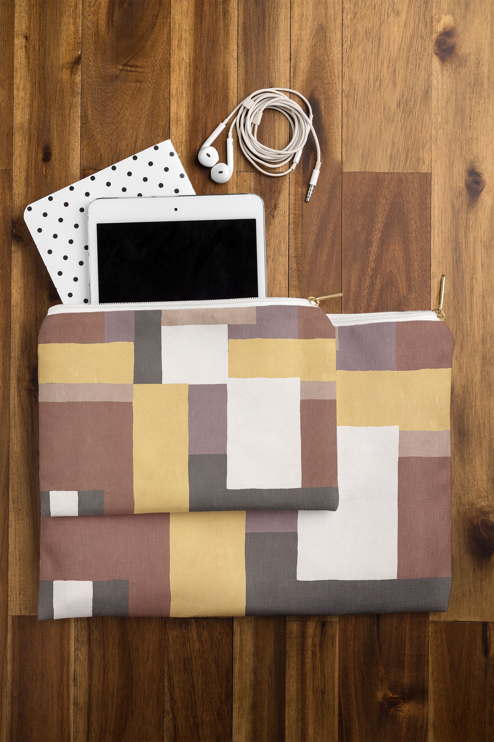 Ninola Design Everyday Artifact Modern Color Block Texture Earthy Pouch