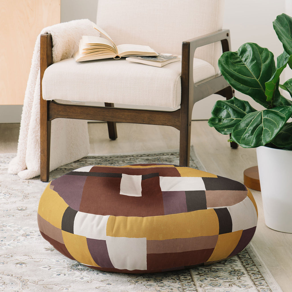 Ninola Design Everyday Artifact Modern Color Block Texture Earthy Floor Pillow Round