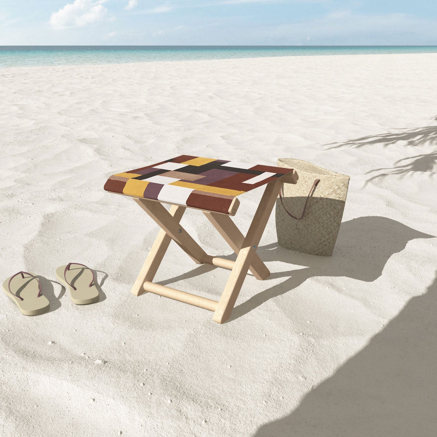 Ninola Design Everyday Artifact Modern Color Block Texture Earthy Folding Stool