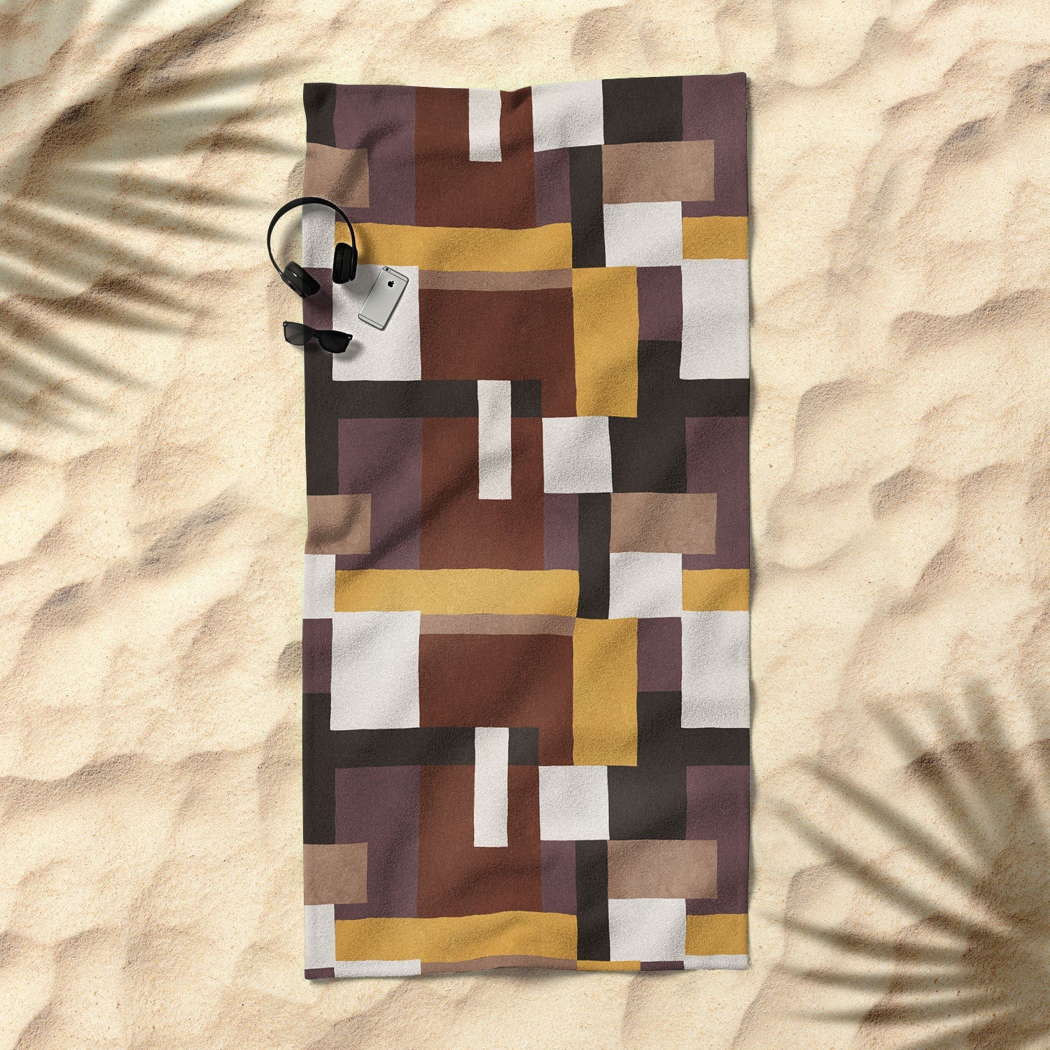 Ninola Design Everyday Artifact Modern Color Block Texture Earthy Beach Towel