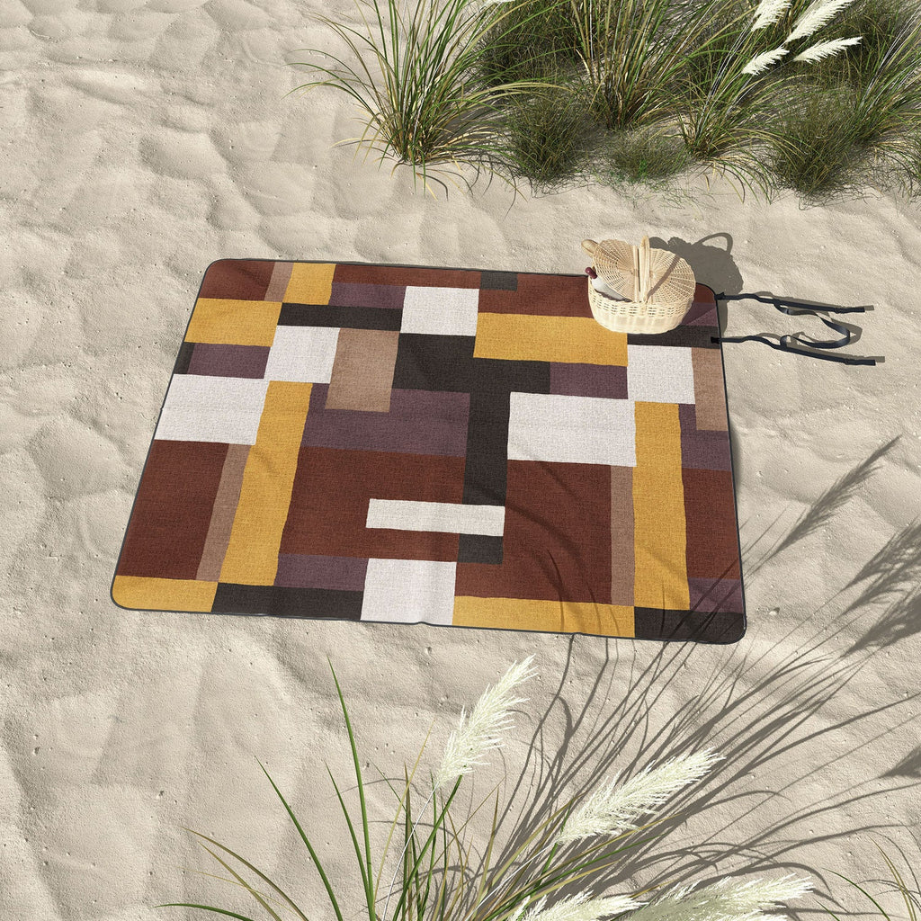 Ninola Design Everyday Artifact Modern Color Block Texture Earthy Picnic Blanket
