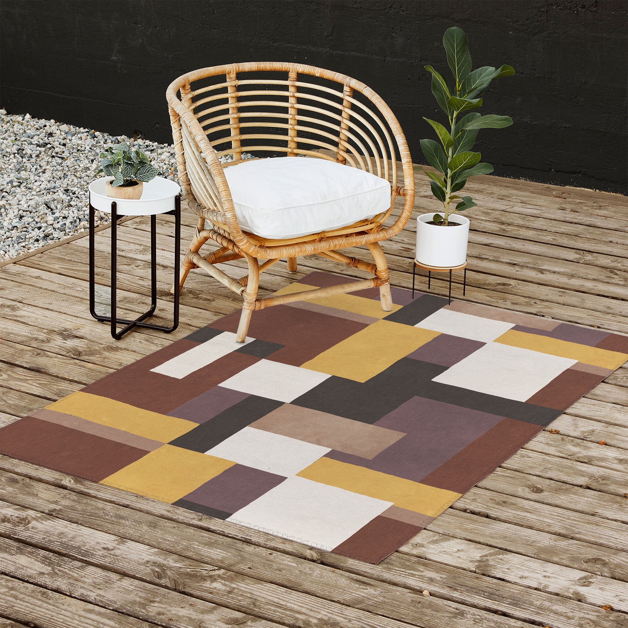 Ninola Design Everyday Artifact Modern Color Block Texture Earthy Outdoor Rug