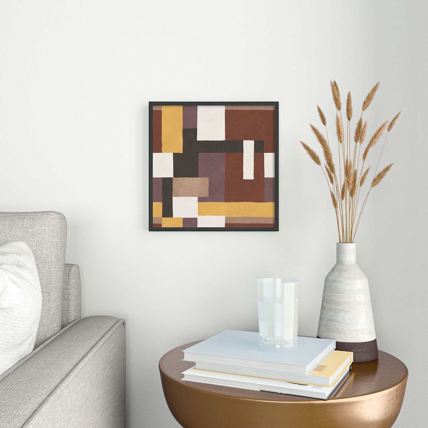 Ninola Design Everyday Artifact Modern Color Block Texture Earthy Square Metal Framed Art Print