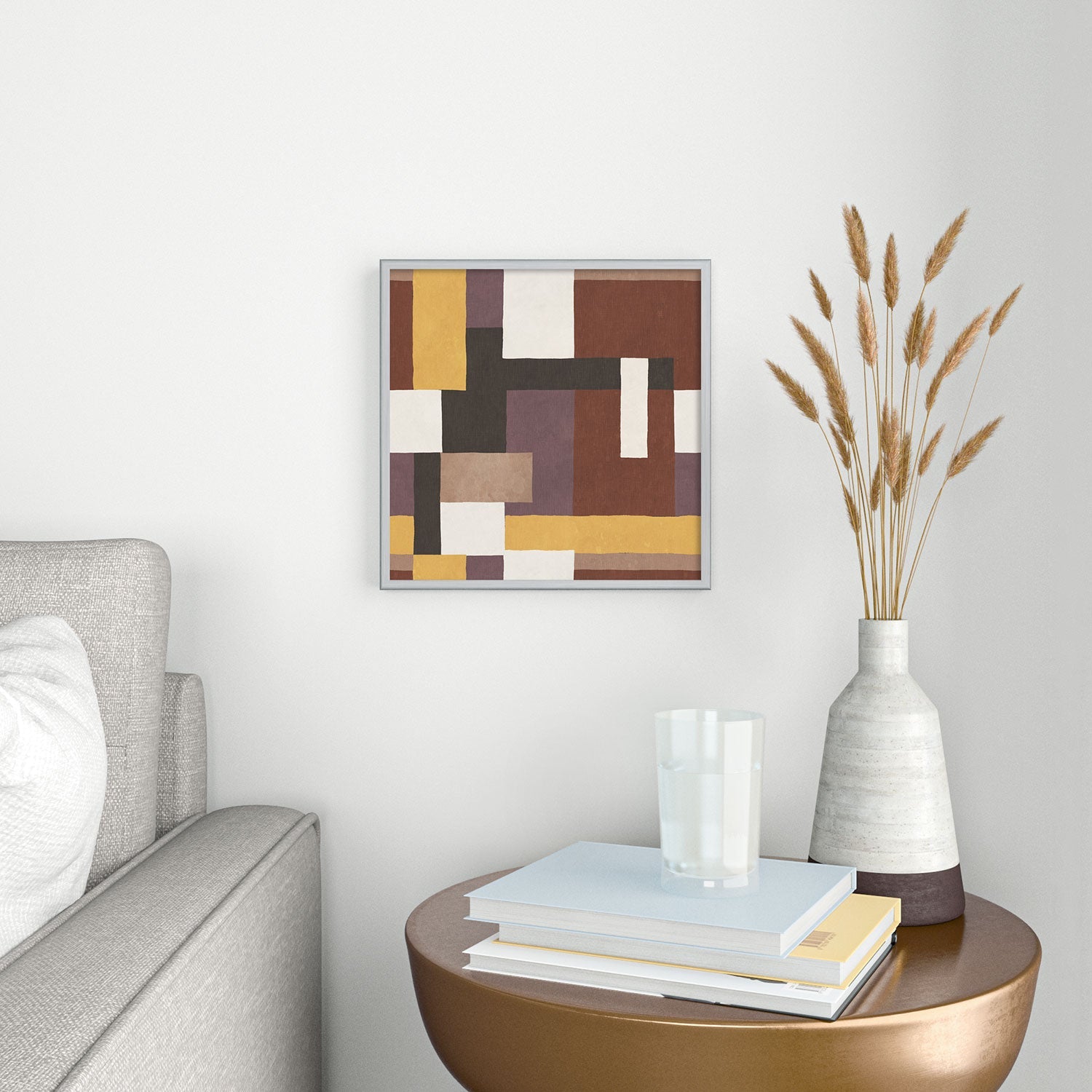 Ninola Design Everyday Artifact Modern Color Block Texture Earthy Square Metal Framed Art Print