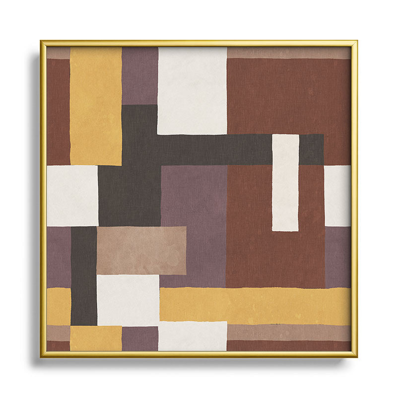 Ninola Design Everyday Artifact Modern Color Block Texture Earthy Square Metal Framed Art Print