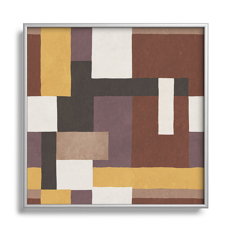 Ninola Design Everyday Artifact Modern Color Block Texture Earthy Square Metal Framed Art Print