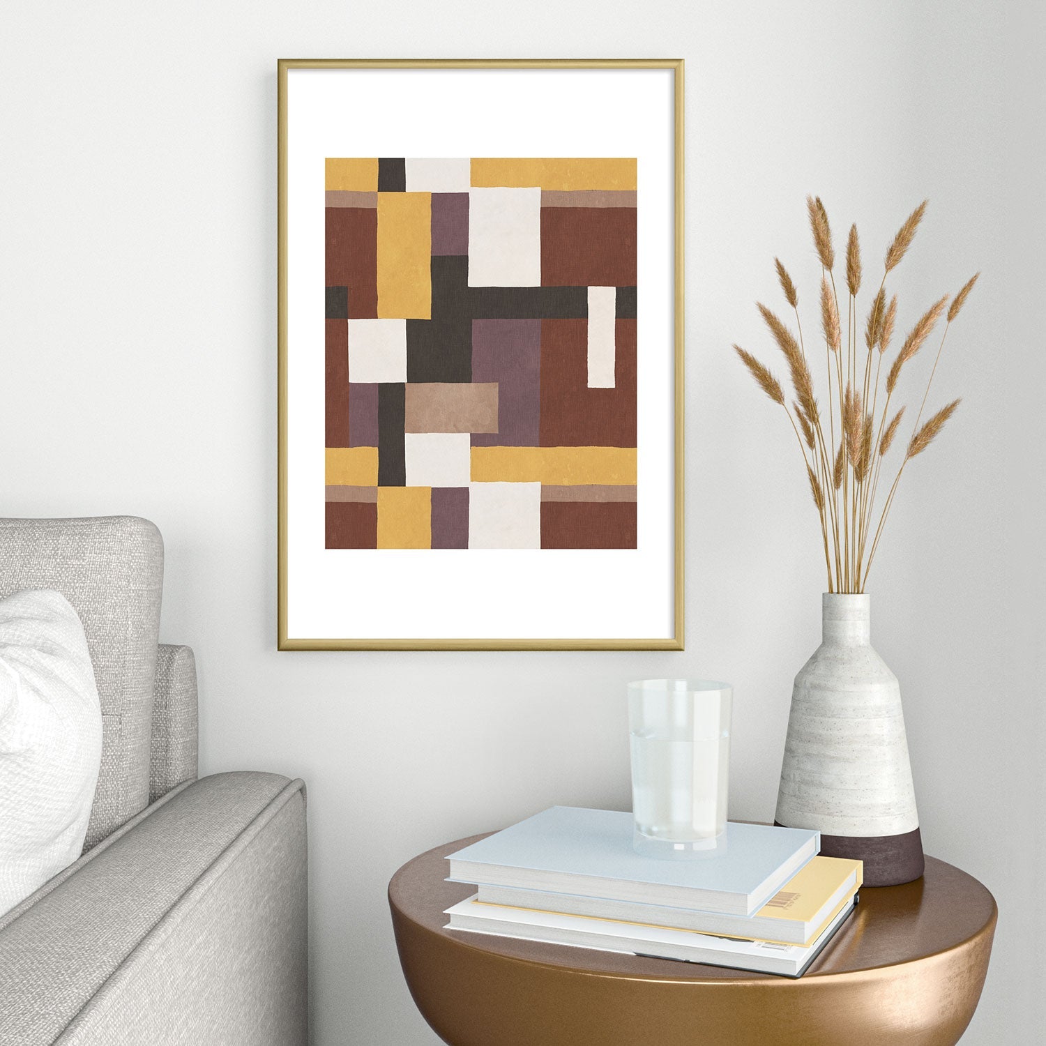 Ninola Design Everyday Artifact Modern Color Block Texture Earthy Metal Framed Art Print
