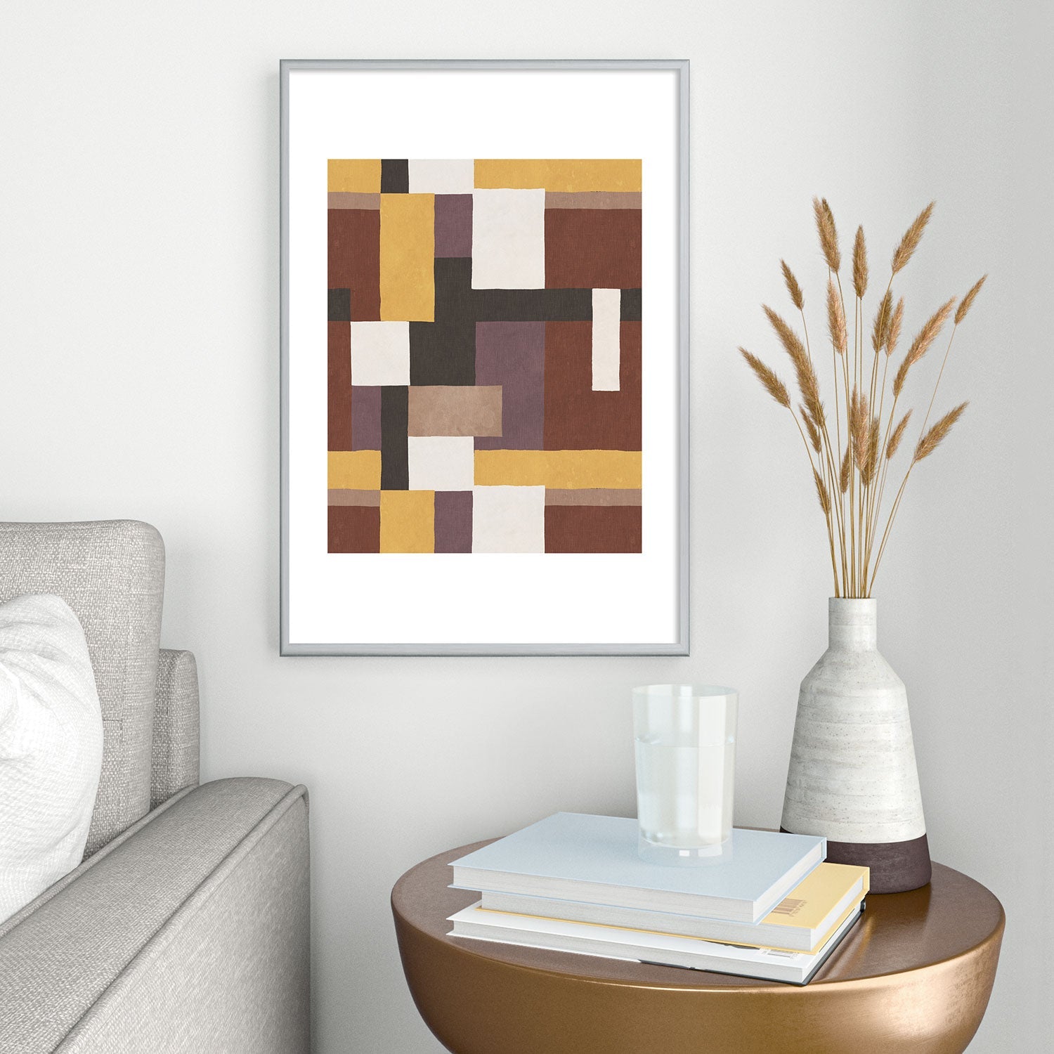 Ninola Design Everyday Artifact Modern Color Block Texture Earthy Metal Framed Art Print
