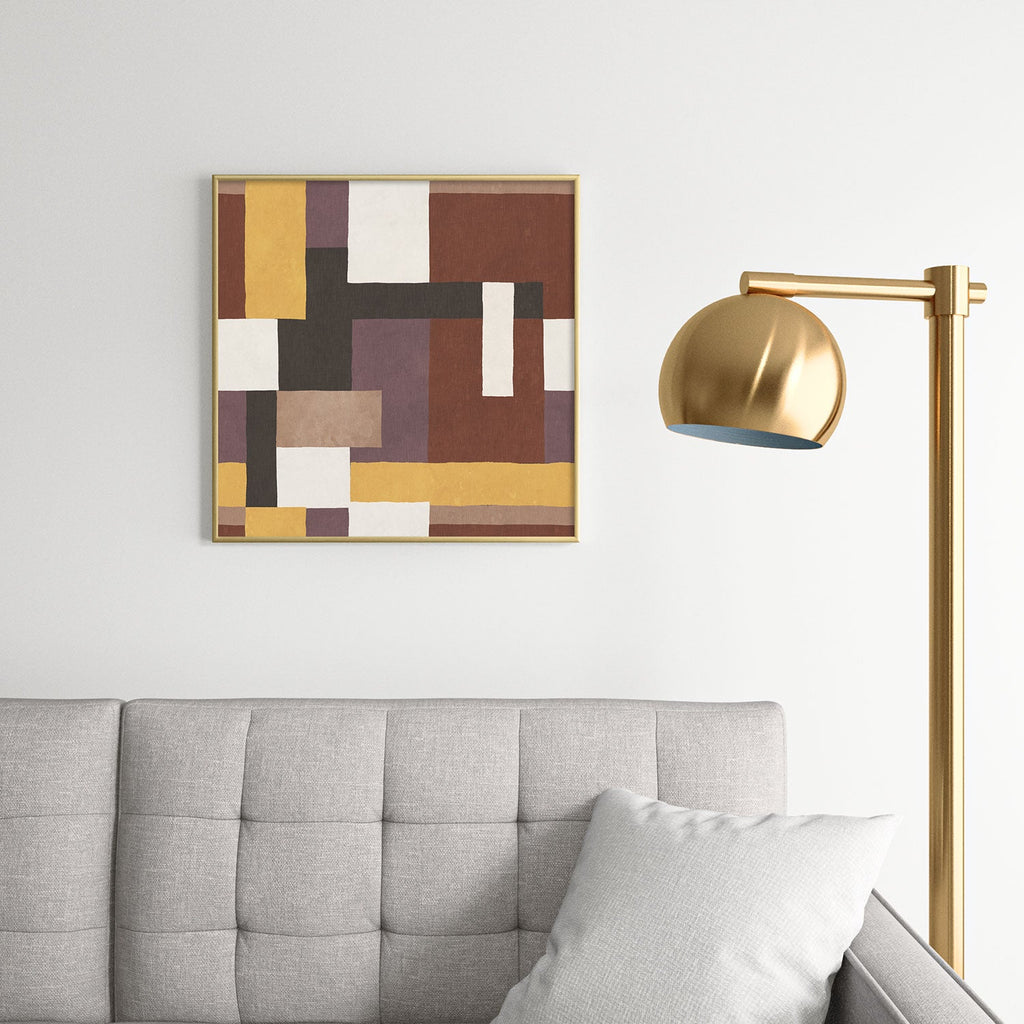Ninola Design Everyday Artifact Modern Color Block Texture Earthy Square Metal Framed Art Print