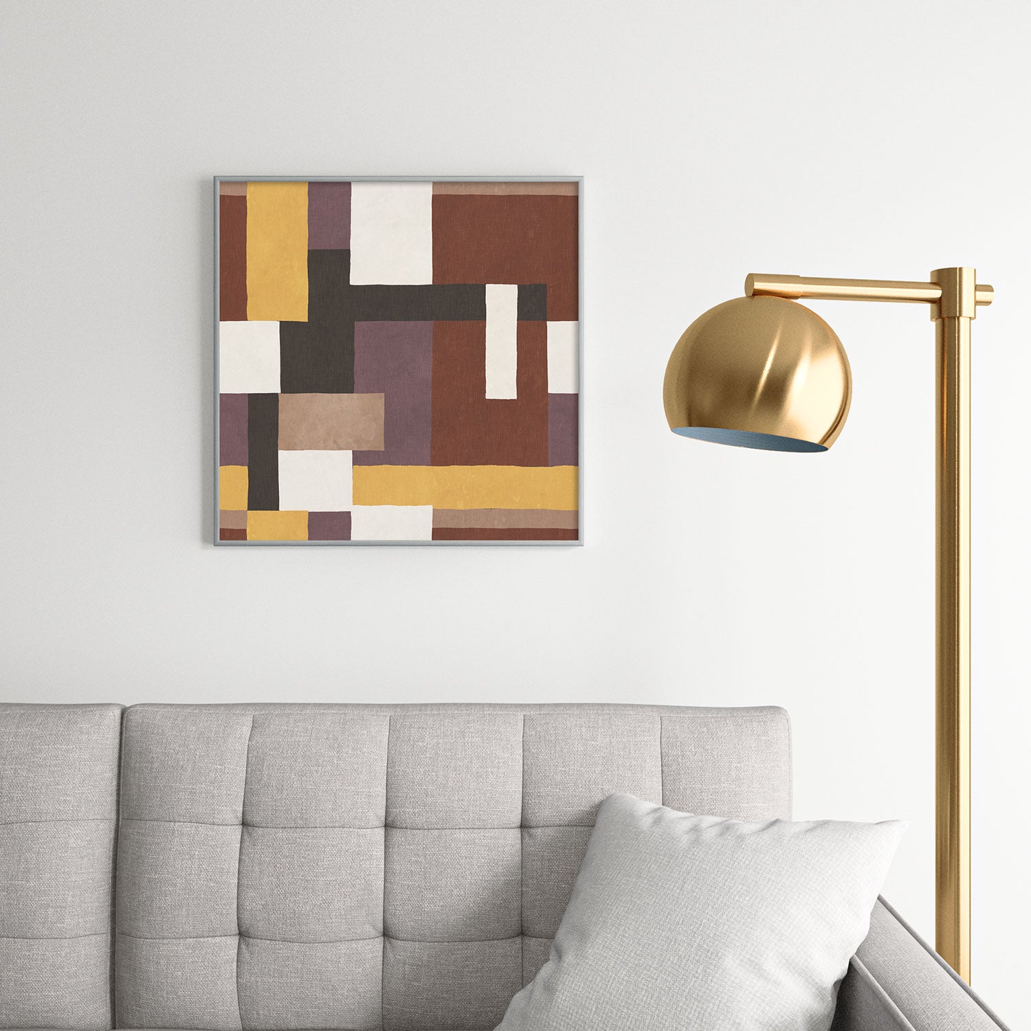 Ninola Design Everyday Artifact Modern Color Block Texture Earthy Square Metal Framed Art Print