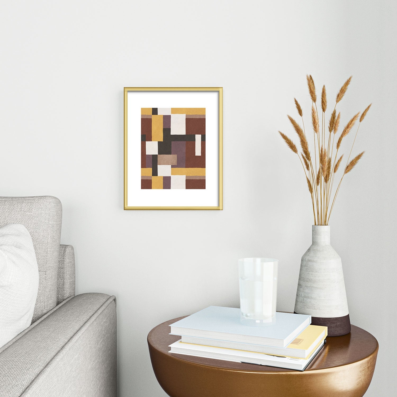 Ninola Design Everyday Artifact Modern Color Block Texture Earthy Metal Framed Art Print