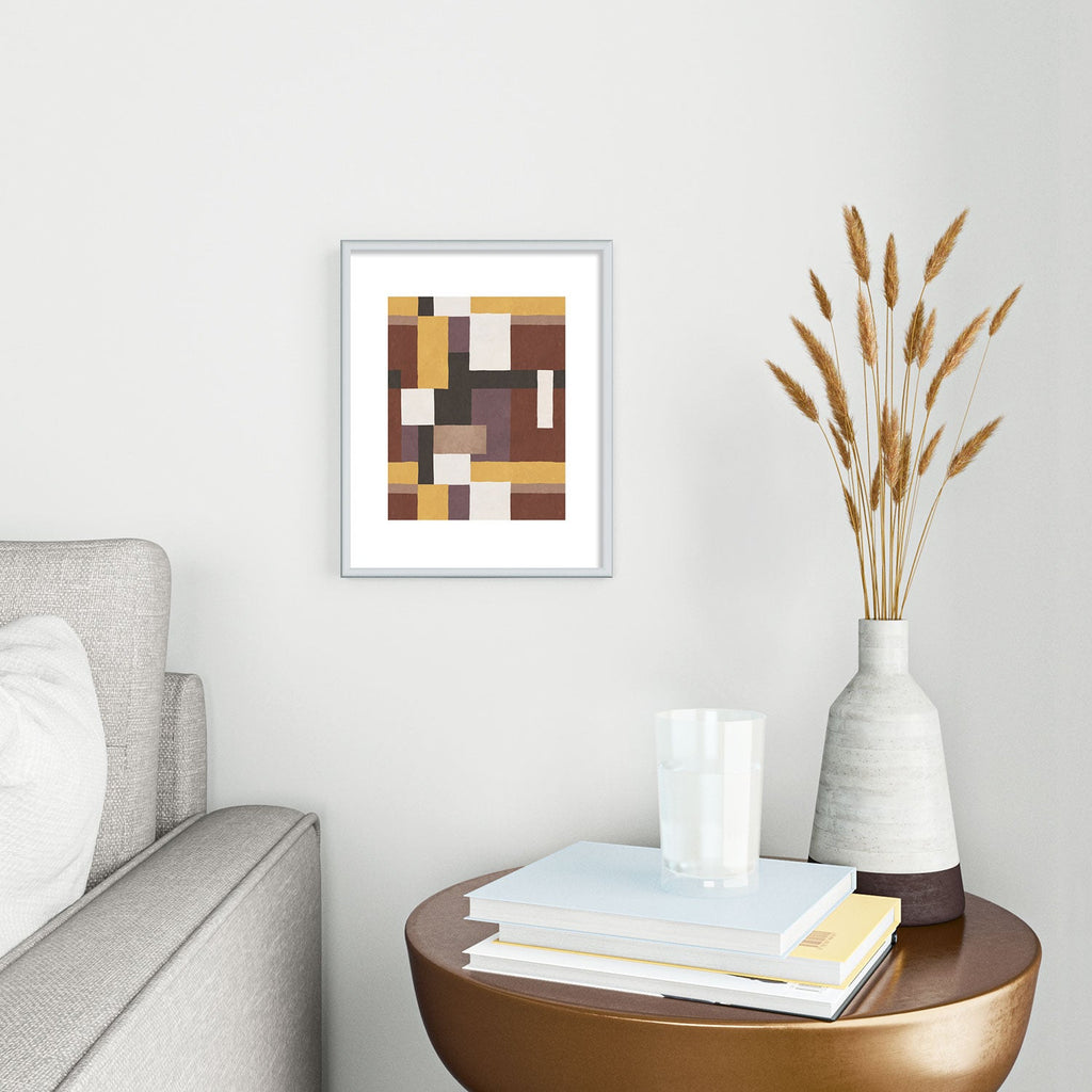 Ninola Design Everyday Artifact Modern Color Block Texture Earthy Metal Framed Art Print