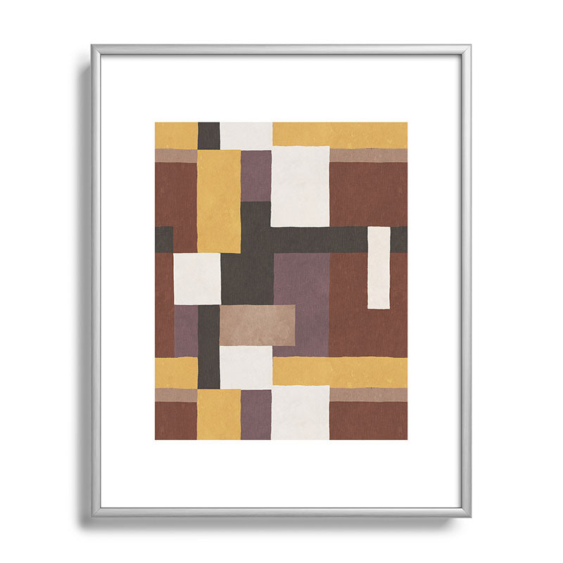 Ninola Design Everyday Artifact Modern Color Block Texture Earthy Metal Framed Art Print