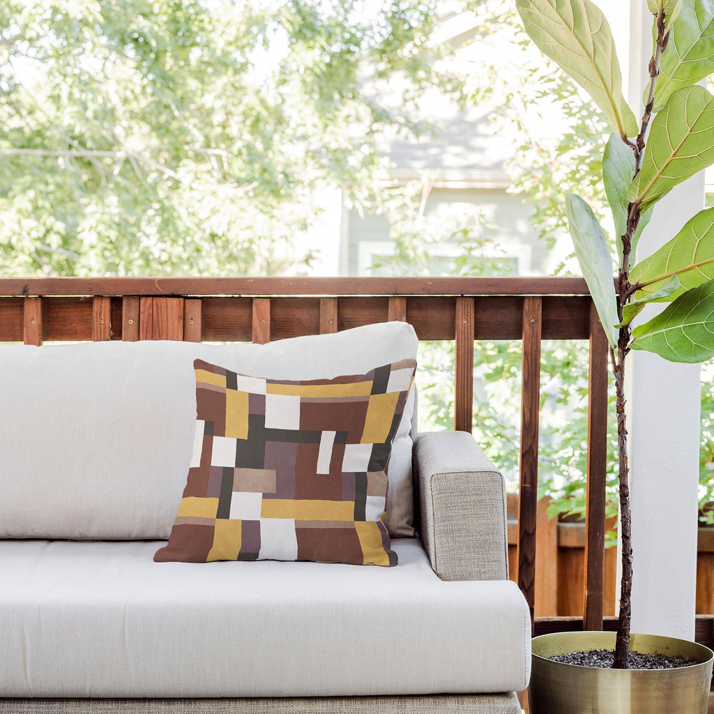 Ninola Design Everyday Artifact Modern Color Block Texture Earthy Outdoor Throw Pillow