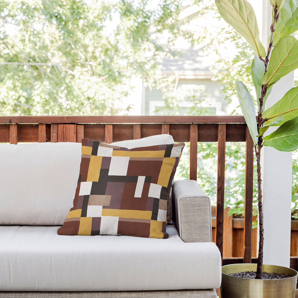 Ninola Design Everyday Artifact Modern Color Block Texture Earthy Outdoor Throw Pillow