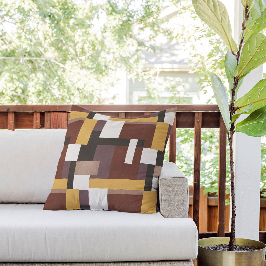Ninola Design Everyday Artifact Modern Color Block Texture Earthy Outdoor Throw Pillow