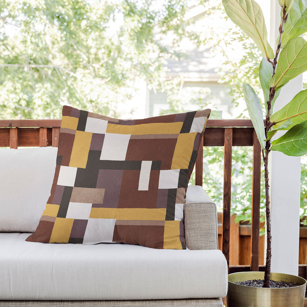 Ninola Design Everyday Artifact Modern Color Block Texture Earthy Outdoor Throw Pillow